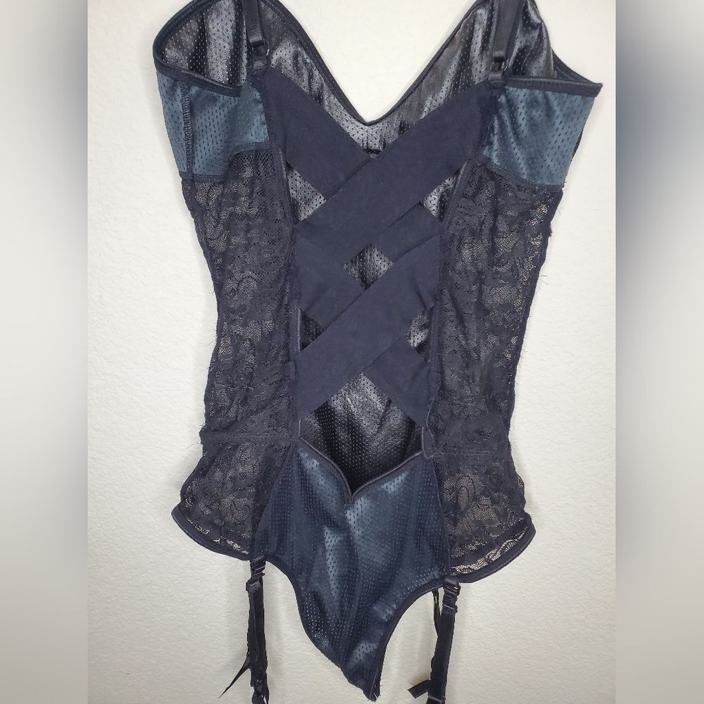Yandy Black Pleather-Looking with Lace Lingerie Bodysuit - Picture 6 of 11